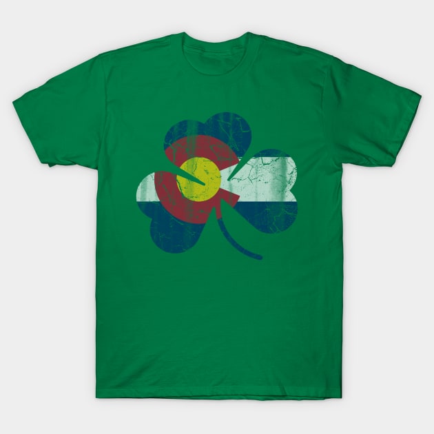 Colorado Flag Shamrock Irish St Patrick's Day T-Shirt by E